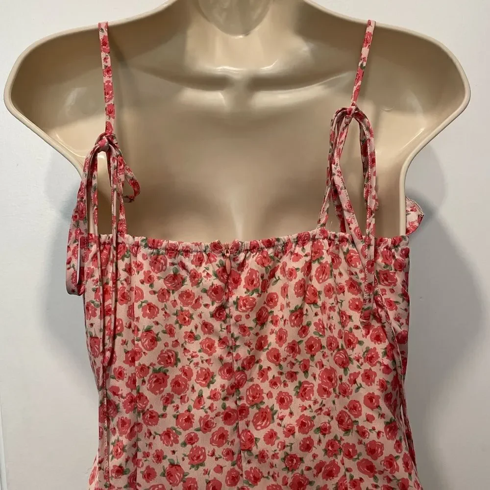 Sweetheart Neckline Rose Dress with Ruffled Trim Size Extra Small - Picture 4 of 6